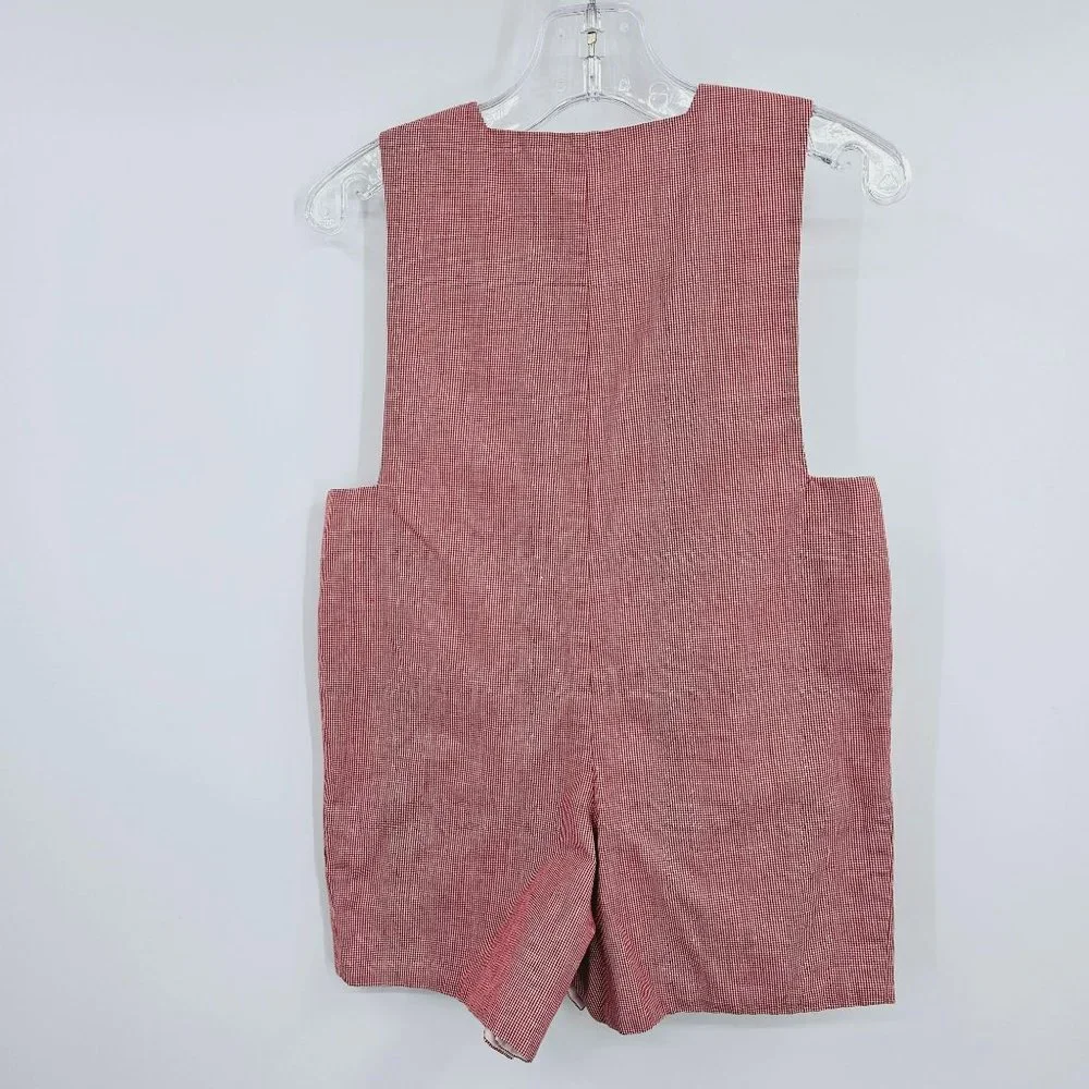Silly Goose Hand Smocked Jon Jon Romper 18 Months Red Gingham Christmas Frogs